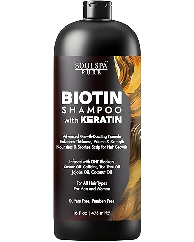 SOULSPA PURE Biotin Shampoo with Keratin - Advanced Anti-Thinning, Hair Growth & Repair Formula - Soothes Scalp, with Tea Tree Oil & DHT Blockers Beauty & Personal Care SOULSPA PURE