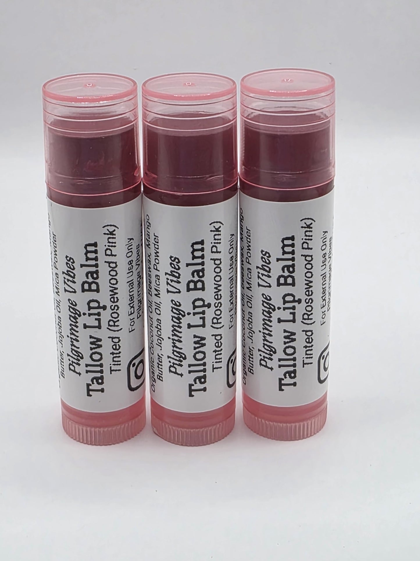 Tallow Lip Balm (3 Pack) (Tinted Rosewood Pink) Handmade Grass Fed Beef Tallow Lip Balm with Nourishing Oils Beauty and Personal Care Pilgrimage Vibes