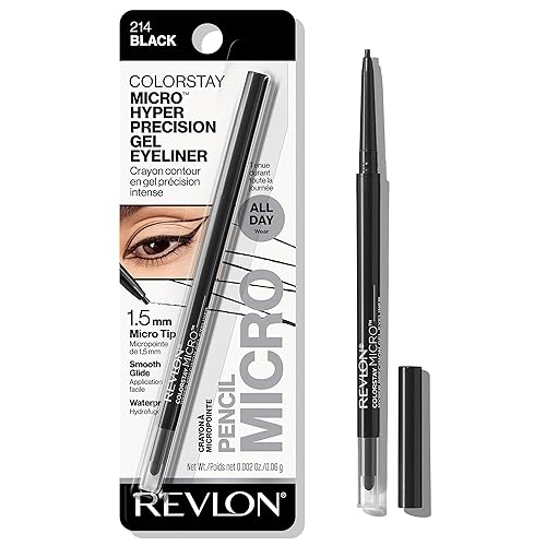Revlon Gel Eyeliner, ColorStay Micro Hyper Precision Eye Makeup with Built-in Smudger, Waterproof, Stocking Stuffer for Women, 214 Black, 0.002 oz Beauty & Personal Care REVLON