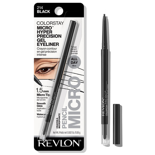 Revlon Gel Eyeliner, ColorStay Micro Hyper Precision Eye Makeup with Built-in Smudger, Waterproof, Stocking Stuffer for Women, 214 Black, 0.002 oz Beauty & Personal Care REVLON
