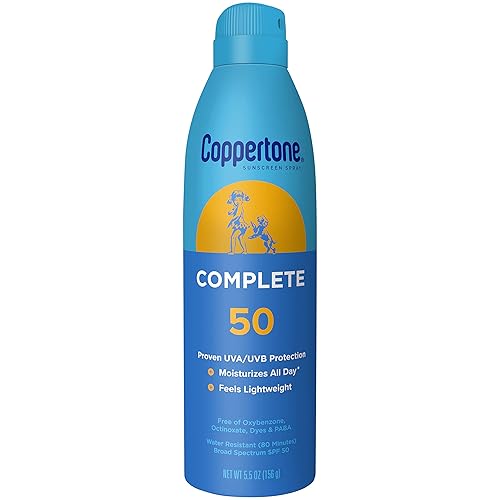 Coppertone Complete Sunscreen Spray, SPF 50 Sunscreen Spray, Body Sunscreen, 5.5 Oz Beauty & Personal Care Coppertone