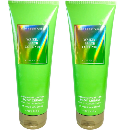 Bath and Body Works Gift Set of of 2 - 8 oz Body Cream - (Waikiki Beach Coconut) Beauty & Personal Care Bath & Body Works