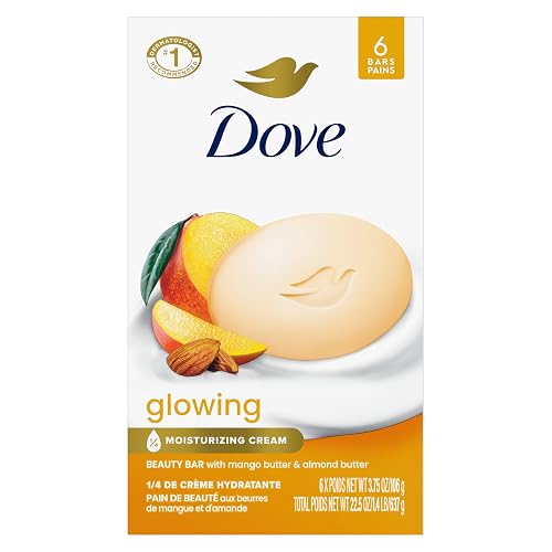 Dove Beauty Bar Soap Glowing Mango & Almond Butters, 6 Bars for Radiant Skin, Illuminates Skin 3.75 oz Beauty & Personal Care Dove