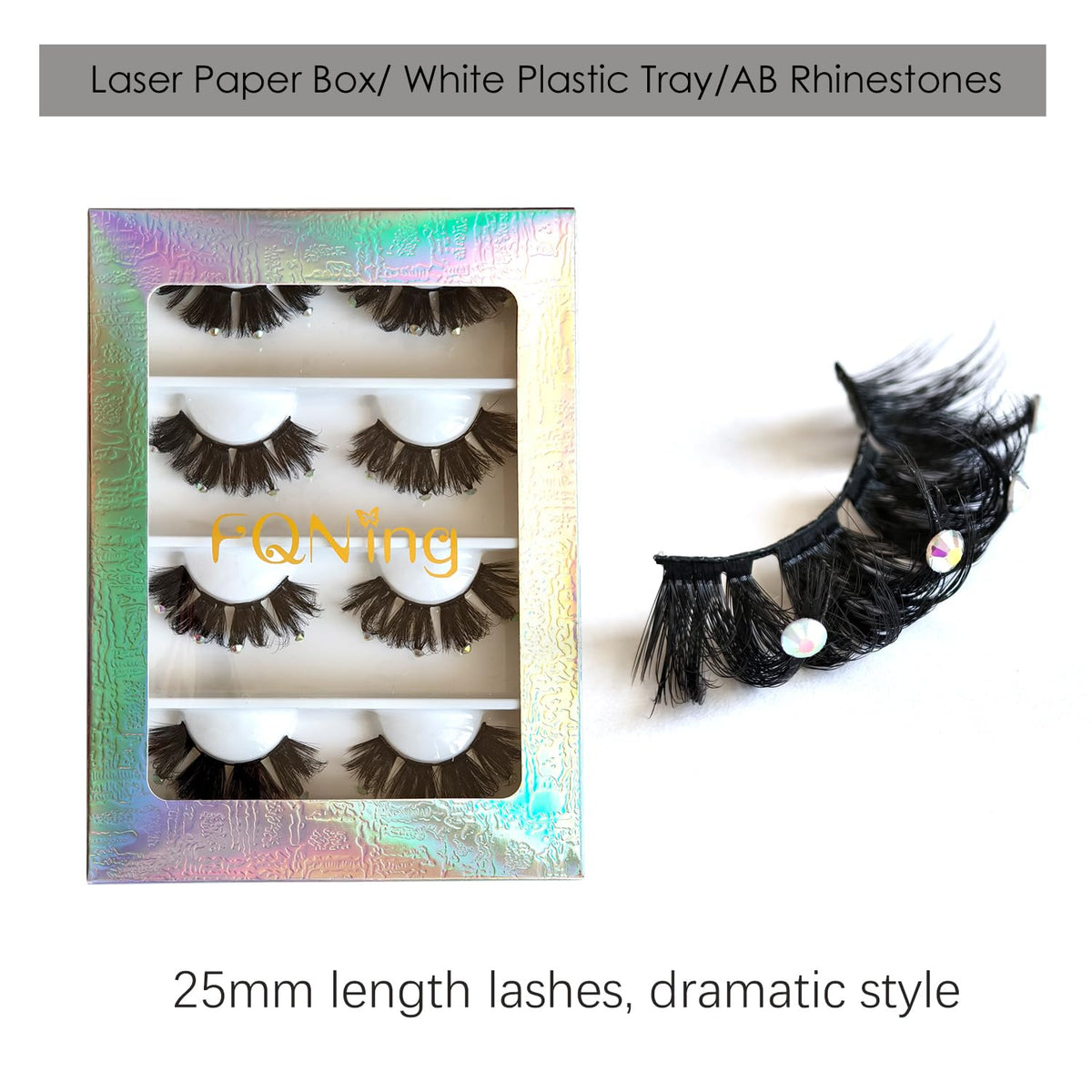 Mink Lashes with Glitter Rhinstones for Party Dramatic Diamond Decorative Gem Eyelashes (crystal) Beauty & Personal Care FQNing