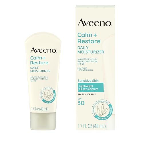 Aveeno Calm + Restore Daily Moisturizer Mineral Sunscreen with Broad Spectrum SPF 30, Lightweight All Day Moisture + UVA/UVB Sun Protection Beauty & Personal Care Aveeno