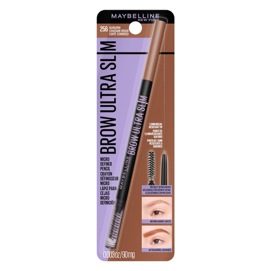 Maybelline Express Brow Ultra Slim Eyebrow Makeup, Brow Pencil with Precision Tip and Spoolie for Defined Eyebrows, Auburn, 1 Count (Packaging May