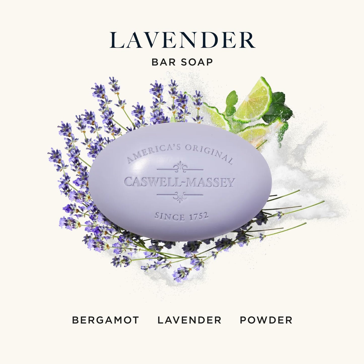 Caswell-Massey Lavender Natural Bar Soap for Women, Moisturizing Triple-Milled Body Soap for Bath, Face & Hands, Soothing Floral Scent, Plant-Based Beauty & Personal Care Caswell-Massey