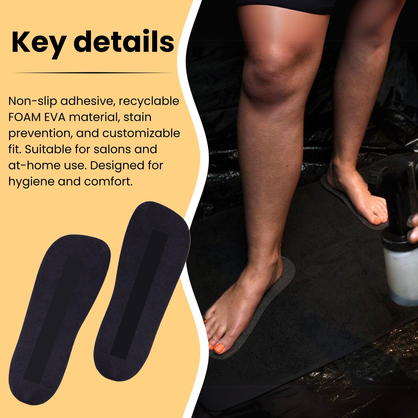 Kobbtan 60 Pairs Spray Tan Feet Pads - Disposable Foam Feet Protectors for Spray Tanning - Non-Slip, Hygienic & Comfortable Feet for Spray Tanning Beauty & Personal Care KOBBTAN