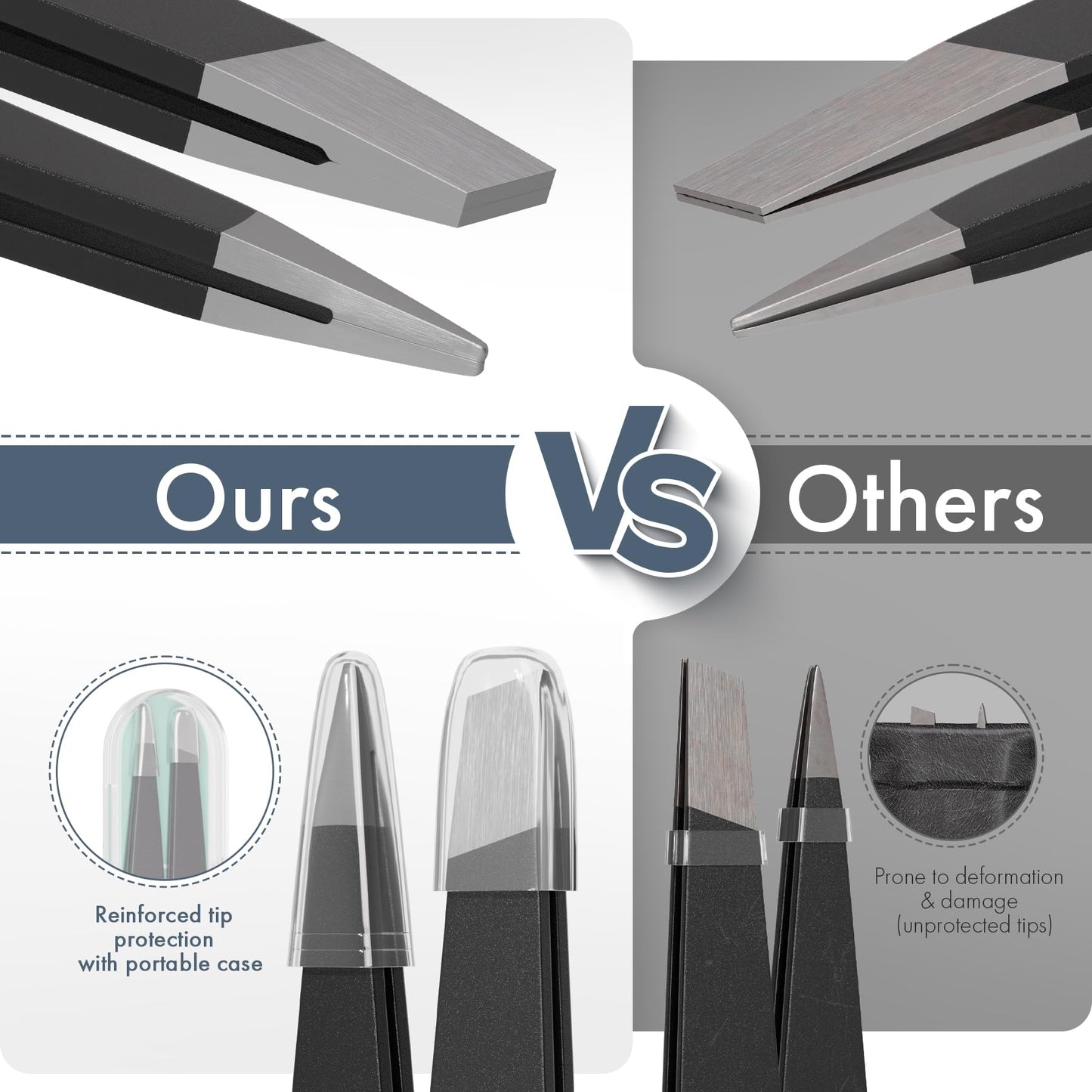 EZ2LIVE Tweezers for Women Facial Hair, Slant & Point Tip 2 Pack Eyebrow Tweezers for Men, Professional Tweezer Set Stainless Steel Precision Tweezers Beauty and Personal Care EZ2LIVE
