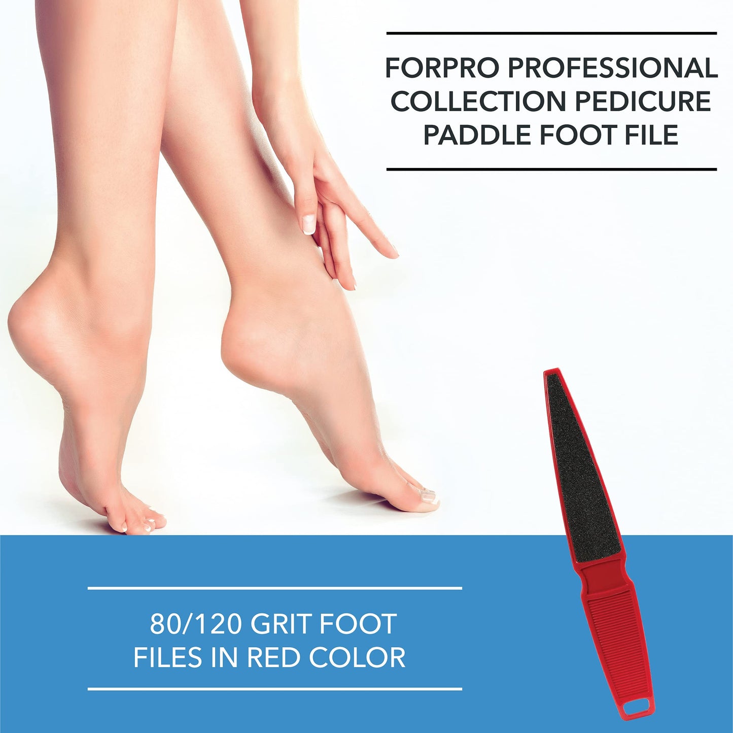 ForPro Professional Collection Pedicure Paddle Foot File, Double-Sided Foot File for Heels, Disposable & Sanitizable, 80/120 Grit, Red, Pack of 12 Beauty & Personal Care ForPro Professional Collection