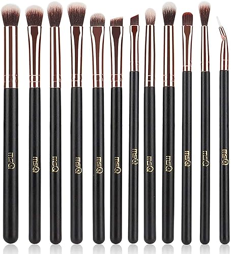 MSQ Eye Makeup Brushes 12pcs Rose Gold Eyeshadow Makeup Brushes Set with Soft Synthetic Hairs & Real Wood Handle for Eyeshadow, Eyebrow, Eyeliner Beauty & Personal Care MSQ