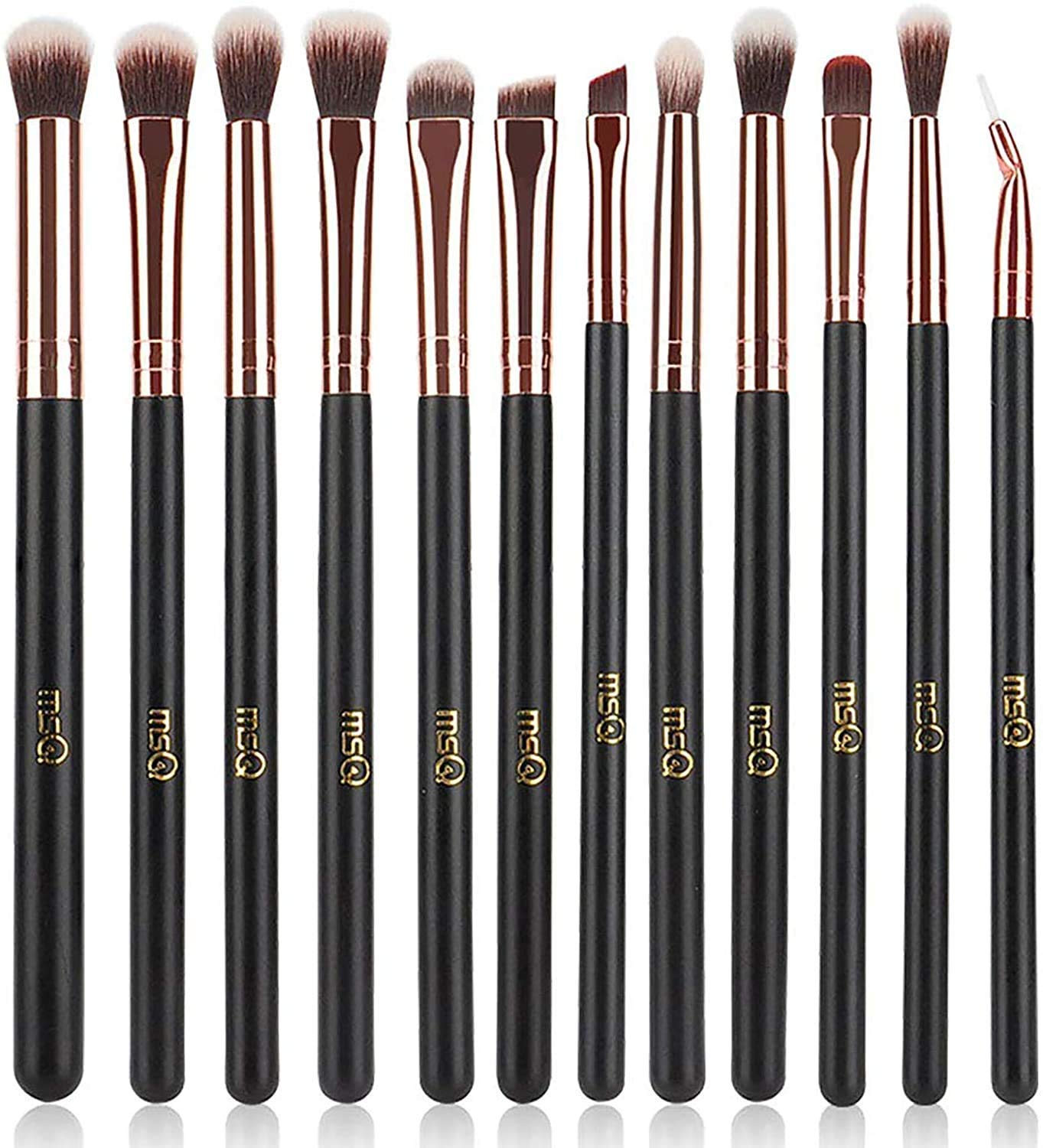 MSQ Eye Makeup Brushes 12pcs Rose Gold Eyeshadow Makeup Brushes Set with Soft Synthetic Hairs & Real Wood Handle for Eyeshadow, Eyebrow, Eyeliner Beauty & Personal Care MSQ