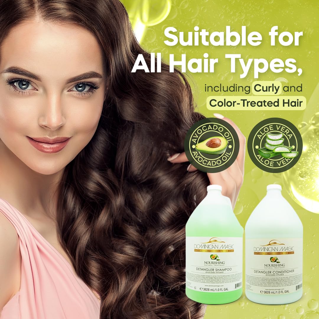 Dominican Magic Avocado Detangler Shampoo & Conditioner - 1-Gallon Duo Set - Deep Moisture & Strength for All Hair Types- Tangle-Free Hair, Salon Beauty & Personal Care DOMINICAN MAGIC