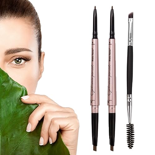 2 Pack Eyebrow Pencil, Waterproof Eyebrow Makeup with Dual Ends, Professional Brow Enhancing Kit with Eyebrow Brush (Dark Brown #1) Beauty & Personal Care HeyBeauty