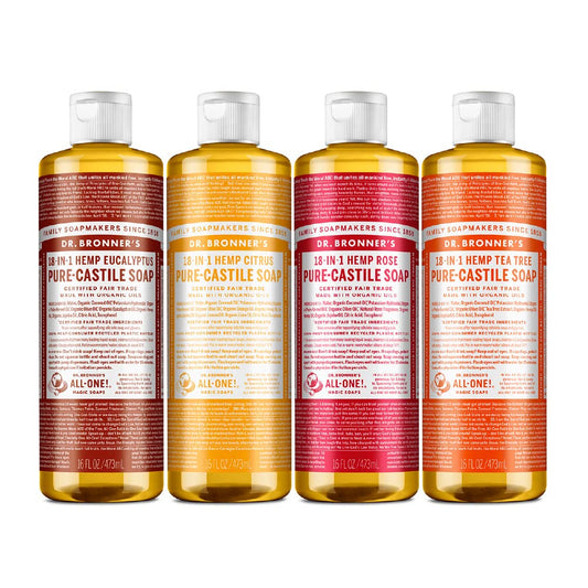 Dr. Bronner's - Pure-Castile Liquid Soap Variety Pack - Eucalyptus, Citrus, Rose, & Tea Tree, Made w/Organic Oils, 18-in-1 Uses: Face, Body, Hair Beauty & Personal Care Dr. Bronner's