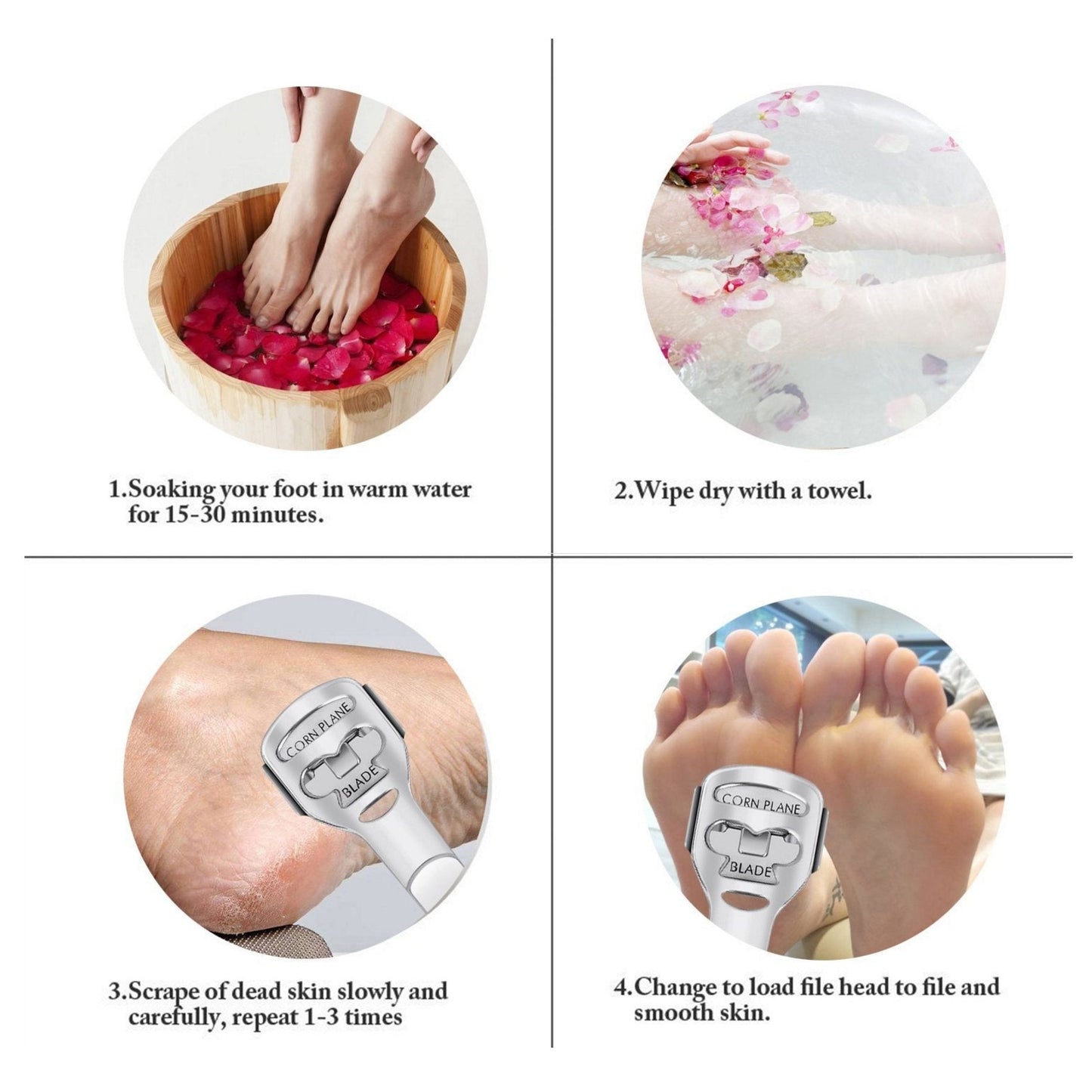 BEINY Stainless Steel Callus Shaver Pedicure Dead Hard Skin Remover Heel Razor Wooden Handle Cutter with Skin Rub & 10 Blades for Foot Care, Removing Beauty & Personal Care BEINY