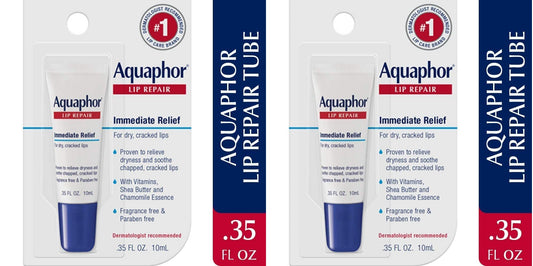 Aquaphor Lip Repair Ointment - Long-lasting Moisture to Soothe Dry Chapped Lips - .35 fl. oz. Tube (Pack of 2) Beauty & Personal Care Aquaphor