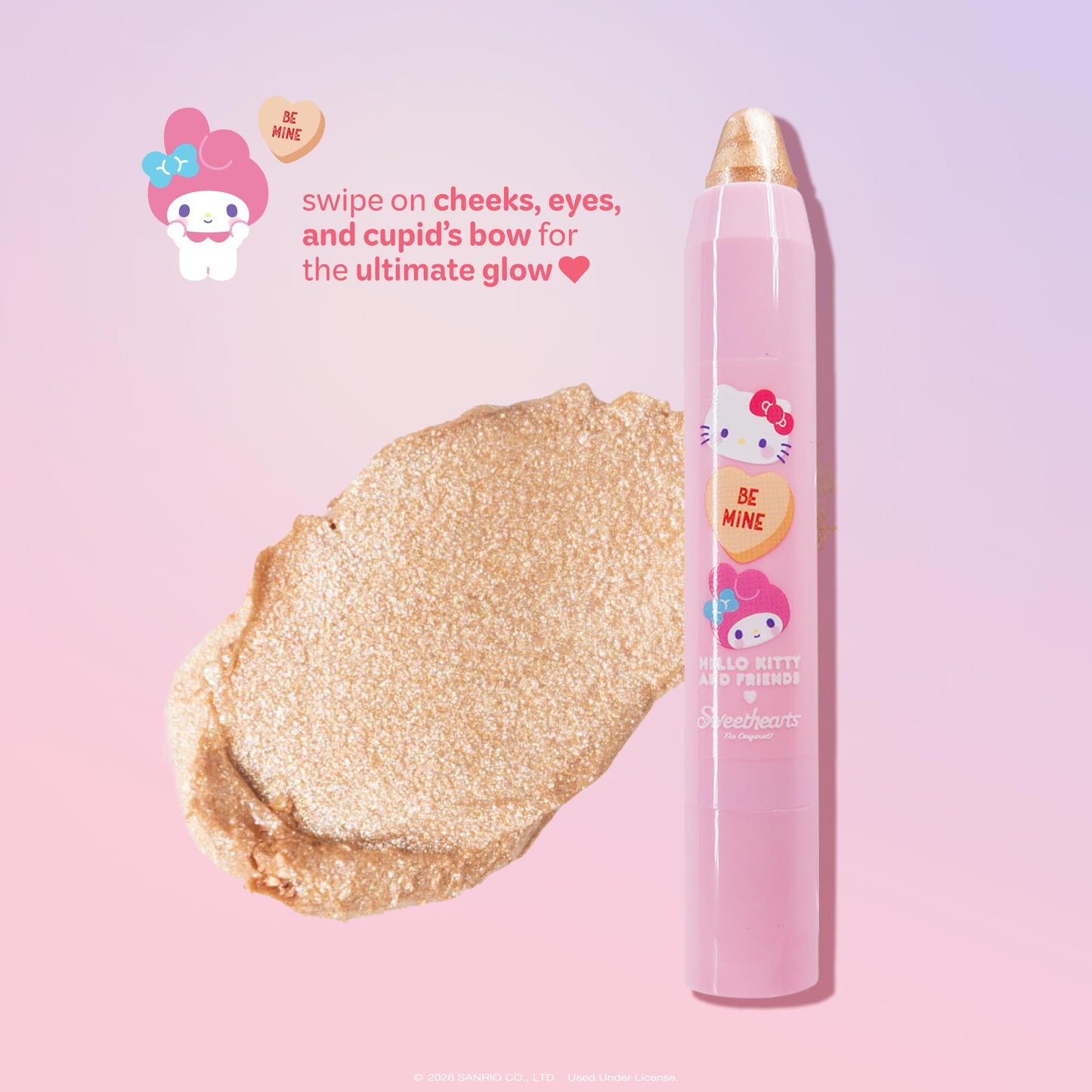 The Crème Shop x Hello Kitty & Friends x Sweethearts Stick Highlighter, Makeup for Glass Skin, Gift Idea for Teens (Be Mine) Beauty & Personal Care The Crème Shop