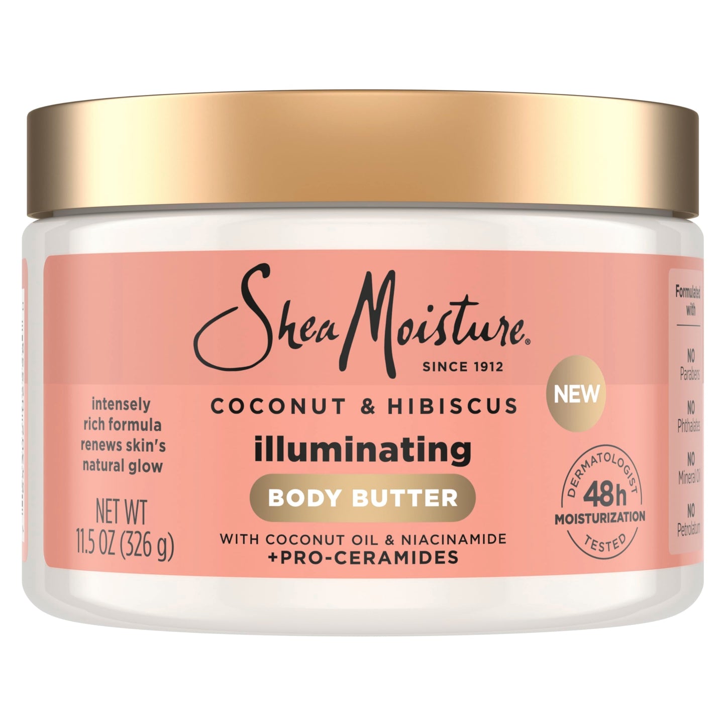 SheaMoisture Illuminating Body Butter with Coconut & Hibiscus, Niacinamide and Pro-Ceramides, Renewing Skin’s Natural Glow, 48H Moisturizing 11.5 oz Beauty & Personal Care Shea Moisture