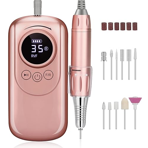 Rechargeable 35000 RPM Nail Drill, Portable Cordless Professional Electric Nail File Kit with 11 Nail Drill Bits for Acrylic, Gel Nails, Manicure Beauty & Personal Care IBDFHA