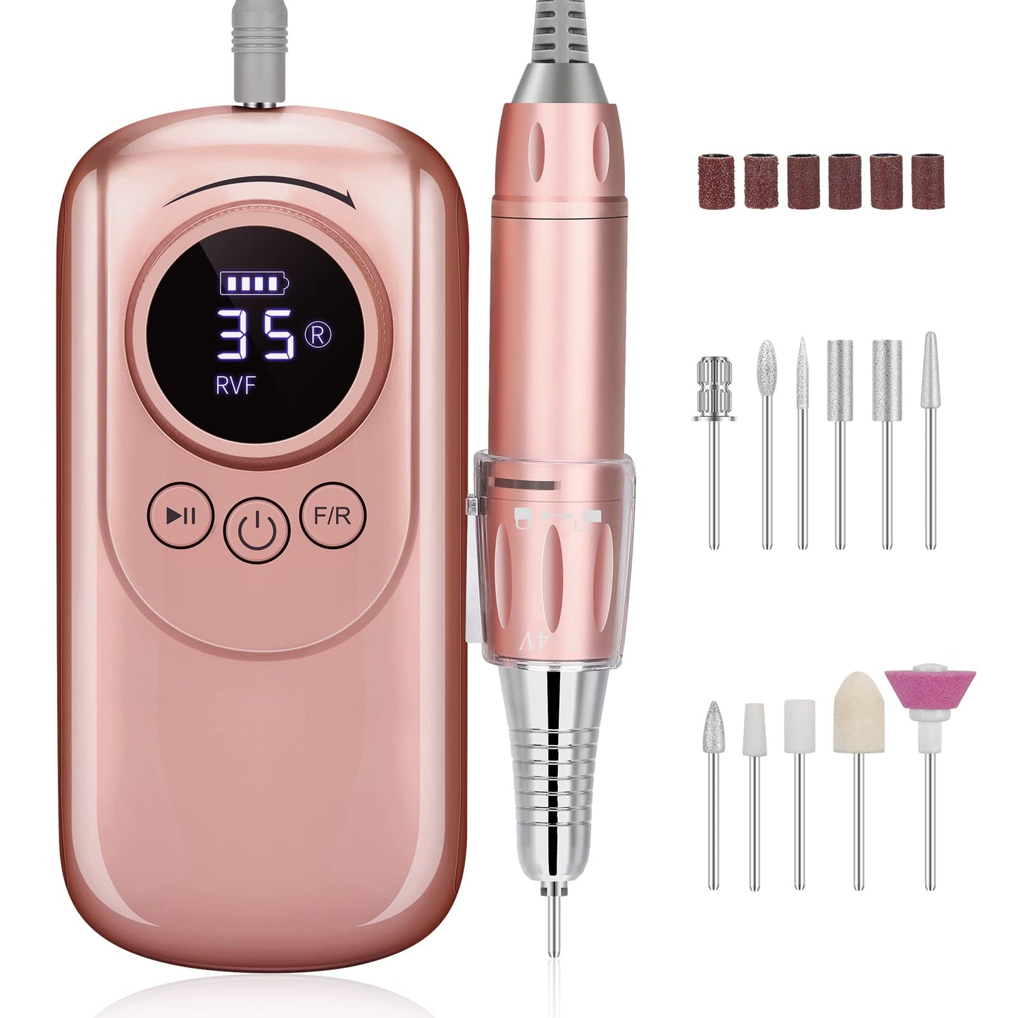 Rechargeable 35000 RPM Nail Drill, Portable Cordless Professional Electric Nail File Kit with 11 Nail Drill Bits for Acrylic, Gel Nails, Manicure Beauty & Personal Care IBDFHA