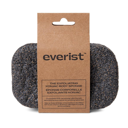 Everist The Exfoliating Konjac Body Sponge, Natural, Reusable, Compostable Bath Sponge for Sensitive Skin, Charcoal Cleansing, 60+ Uses, 1 Each Beauty and Personal Care Everist