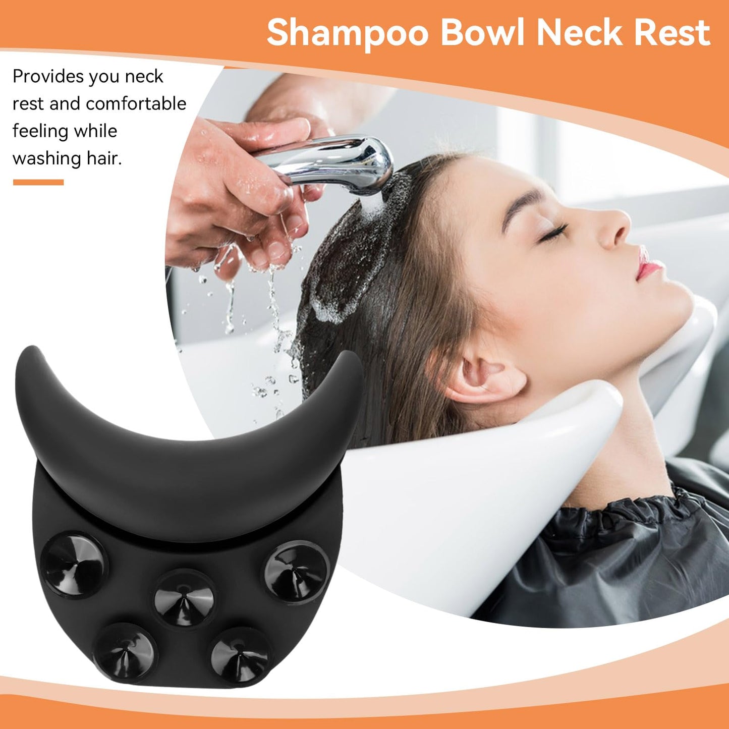 Shampoo Bowl Neck Rest with Suction Cup, Curved Silicone Neck Pillow Wash Sink Basin Headrest Tool Bathtub Hair Washing Neck Support Cushion for Hair Beauty and Personal Care Agatige