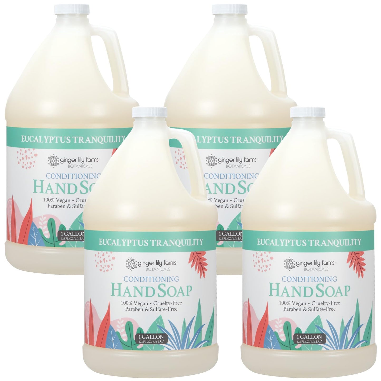 Ginger Lily Farms Botanicals Conditioning Liquid Hand Soap Refill, Eucalyptus Tranquility, 100% Vegan & Cruelty-Free, 1 Gallon (Pack of 4) Beauty & Personal Care Ginger Lily Farms