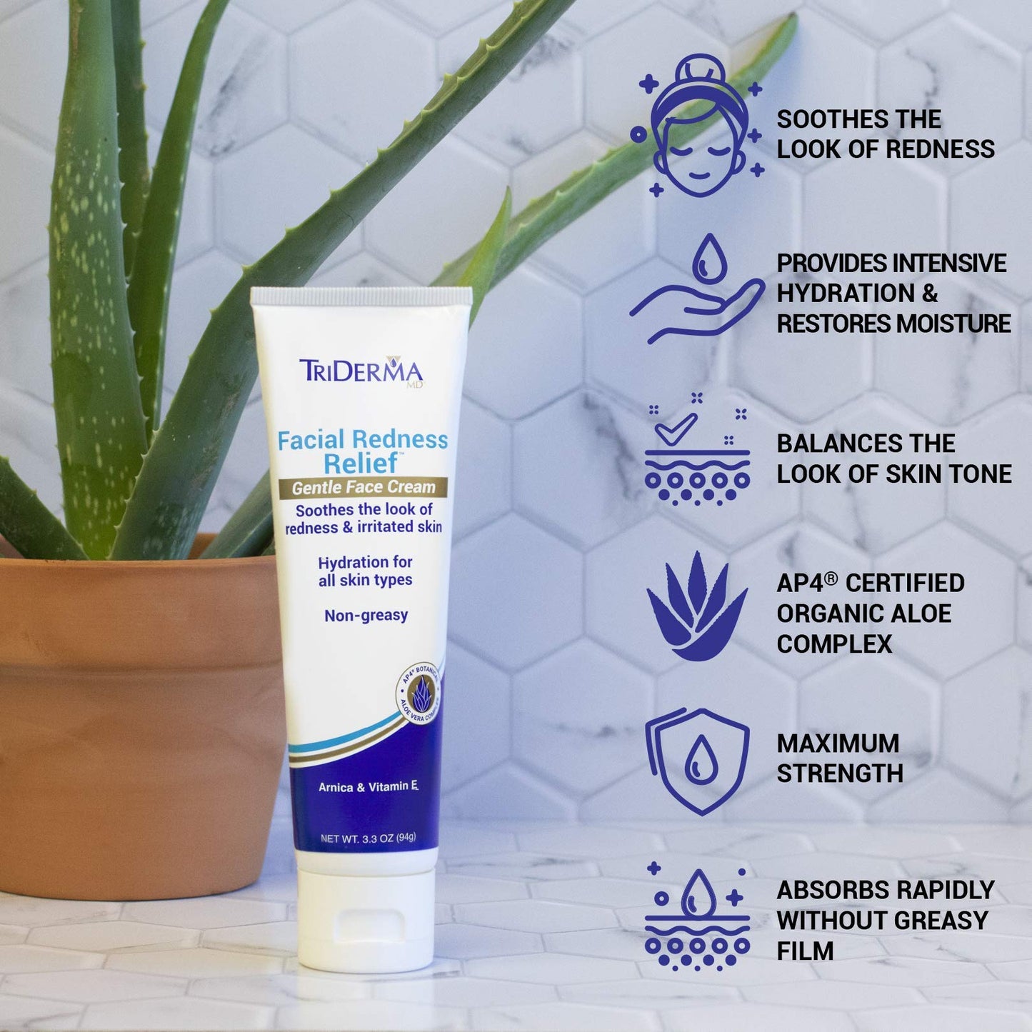 TriDerma Facial Redness Relief Gentle Face Cream (3.3 Ounces) Beauty & Personal Care TriDerma