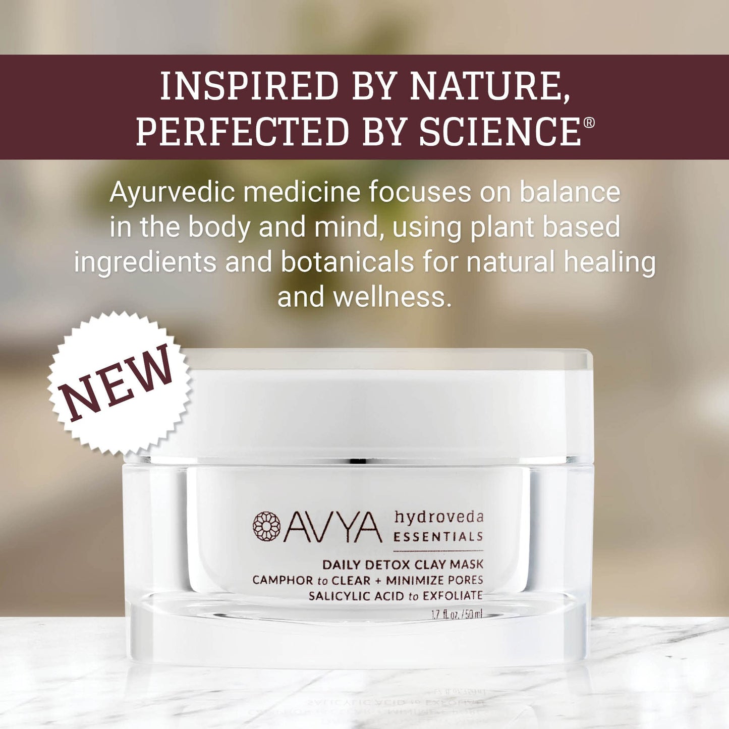 AVYA Hydroveda Essentials Daily Detox Clay Mask (1.7oz) - Bentonite Clay Treatment for Blemishes & Calming Camphor for Inflammation/Remove Impurities Beauty & Personal Care Avya Skincare