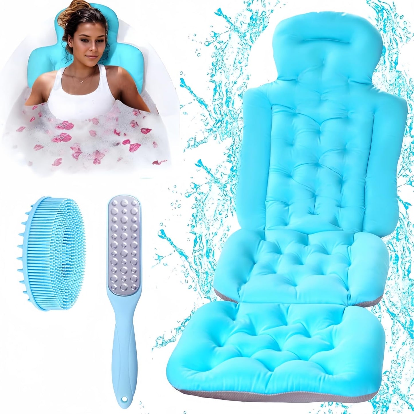 18.9” Widened Shoulder Full Body Bath Pillow for Bathtub,2.7” Ultra Thick Luxury Bath Pillow Cushion Bath Mat for Head and Neck Support with Laundry Beauty and Personal Care NEEROTO