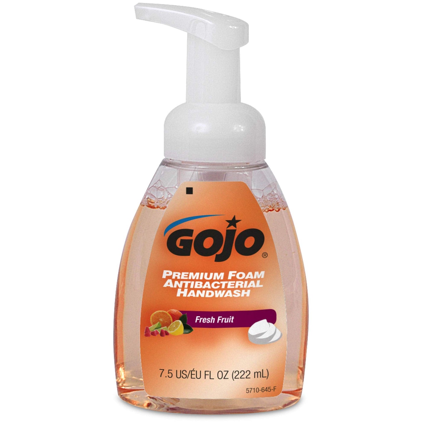 GOJO Premium Foam Antibacterial Handwash, Fresh Fruit Scent, 7.5 fl oz Hand Soap Pump Bottle (Pack of 6) - 5710-06, Translucent Apricot Beauty & Personal Care GOJO