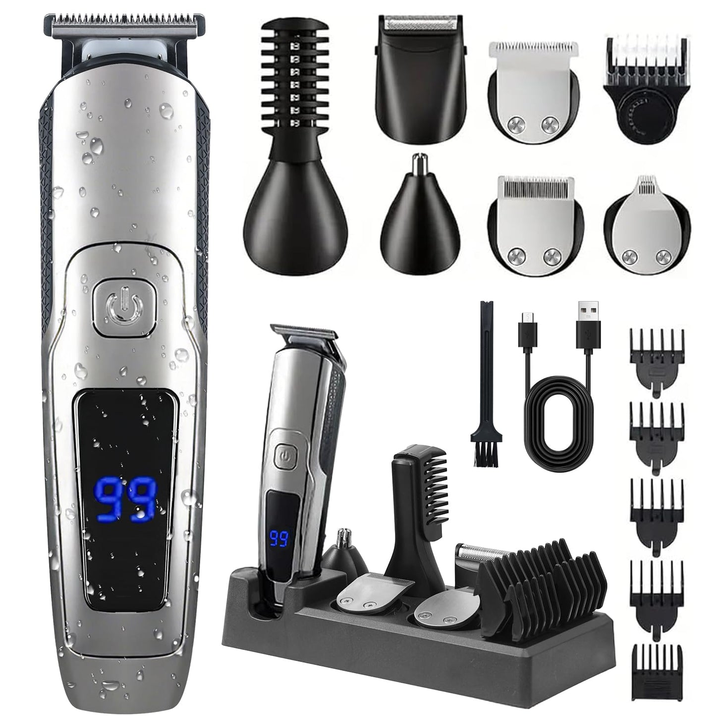 ritarga Beard Trimmer for Men, 20 Length Settings, 14-in-1 Cordless Grooming Kit, Waterproof Electric Razor for Men with A Razor Stand, Hair Trimmer Beauty and Personal Care ritarga
