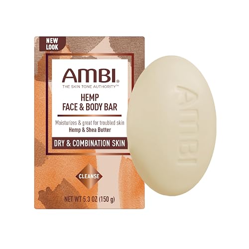 Ambi Hemp Face and Body Bar, Moisturizing and Gentle for Troubled Skin, Dermatologist Tested, Non-Comedogenic, and Hypoallergenic, 5.3 Ounce Beauty & Personal Care Ambi