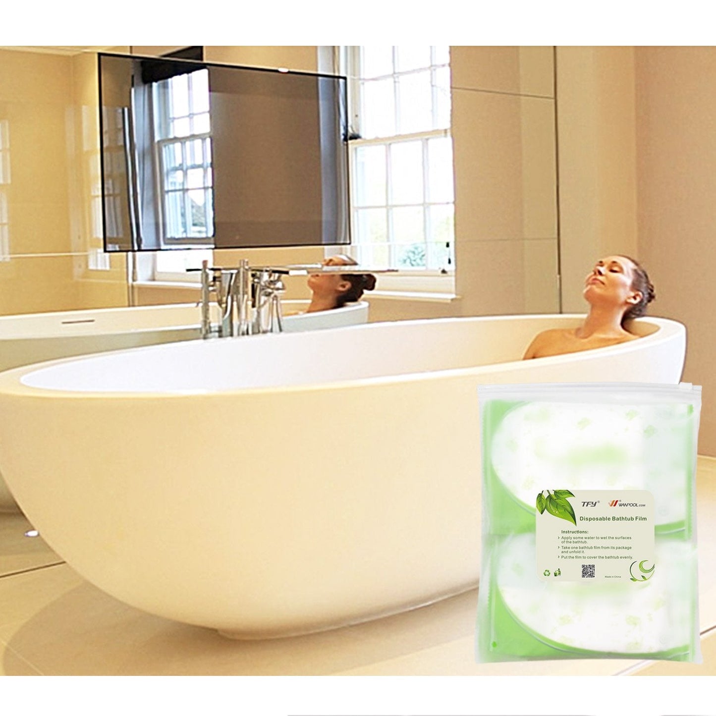 TFY Disposable Bathtub Bag Film for Salon Household Hotel 86x47" 5 pcs Beauty and Personal Care TFY