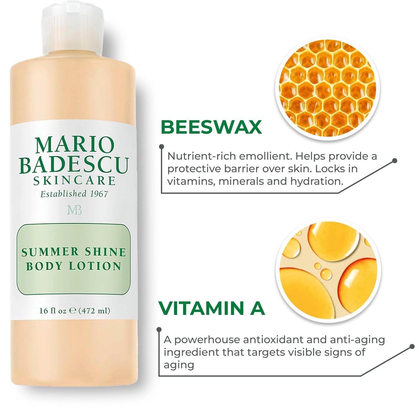 Mario Badescu Summer Shine Body Lotion Enriched with Vitamin A, Lightweight and Radiant, Non-Greasy Candlelit Glow Body Shimmer, Ideal for All Skin Beauty & Personal Care Mario Badescu