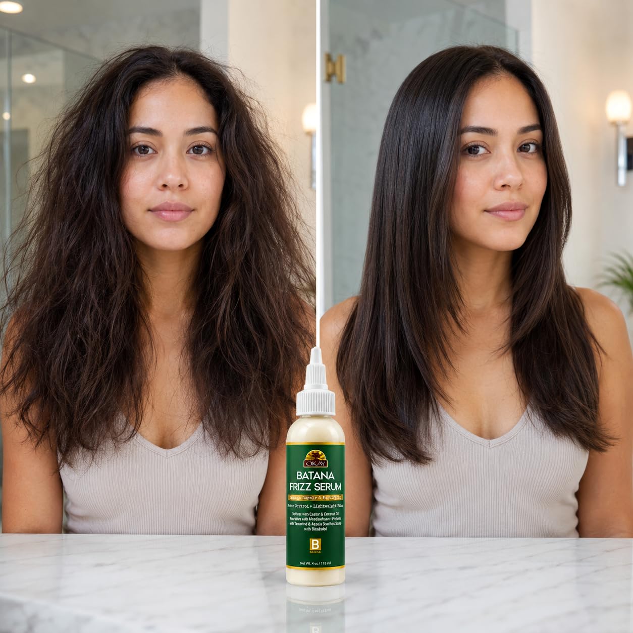 OKAY Batana Anti-Frizz Hair Serum 4 oz Batana & Argan Oil Hair Serum for Frizz Control, Shine & Smooth Hair Lightweight Leave-in Treatment for Dry Beauty & Personal Care OKAY