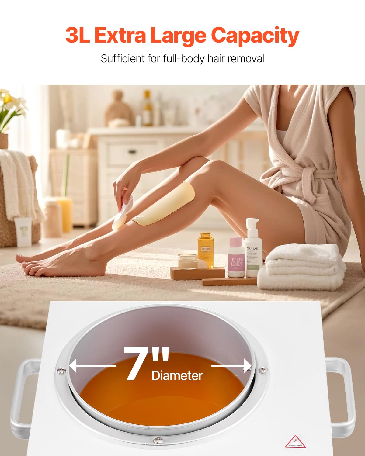 VEVOR Single Wax Warmer, 3000ML 300W Professional Wax Warmer for Hair Removal, 32 ? to 248 ? Adjustable Electric Waxing Heater Pot with 100PCS Sticks Beauty and Personal Care VEVOR