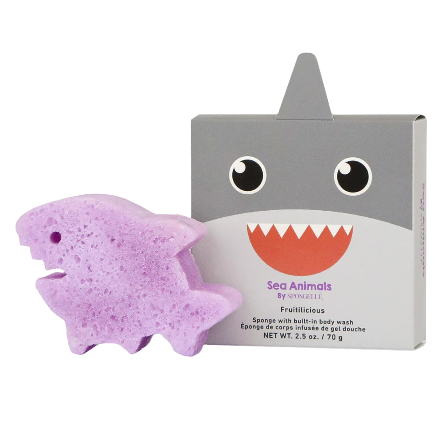 Spongellé Sammy Shark Sea Animals Kid's Body Buffer - All Ages - Body Wash Infused Shower Loofah - Newborn Essentials & Baby Essentials Beauty and Personal Care SPONGELLÉ