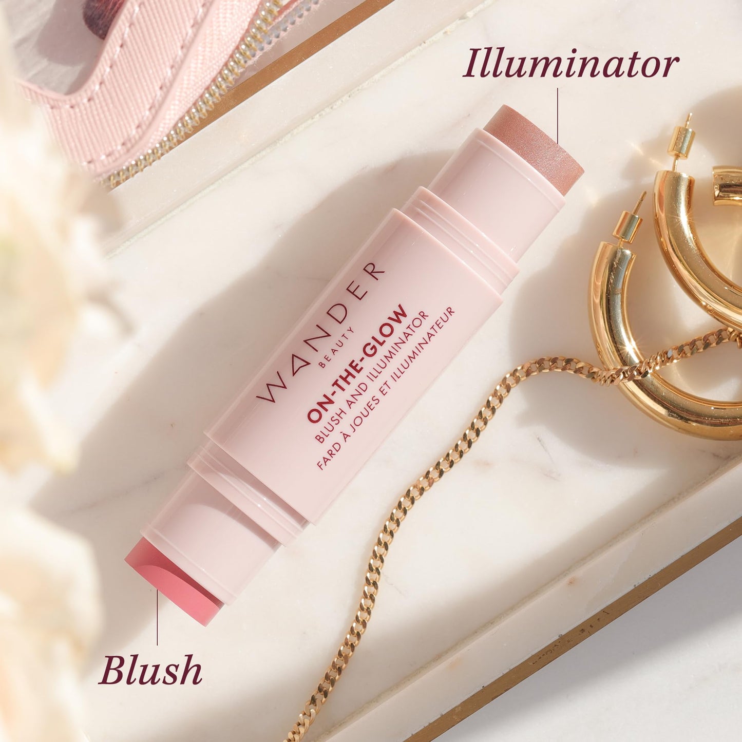 Wander Beauty On-the-Glow Blush and Illuminator - Dusk/Nude Glow - 7-in-1 Hydrating Cream Blush & Highlighting Stick - Stick Blush for Cheeks, Lip Beauty & Personal Care Wander Beauty