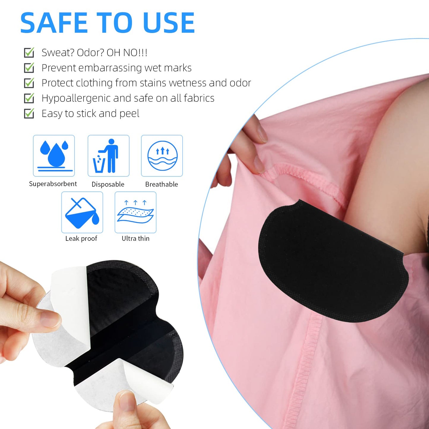 Underarm Sweat Pads for Women and Men Fight Hyperhidrosis [100PCS], CANAGROW Disposable Armpit Sweat Pads Comfortable Unflavored, Non Visible, Extra Beauty and Personal Care CANAGROW