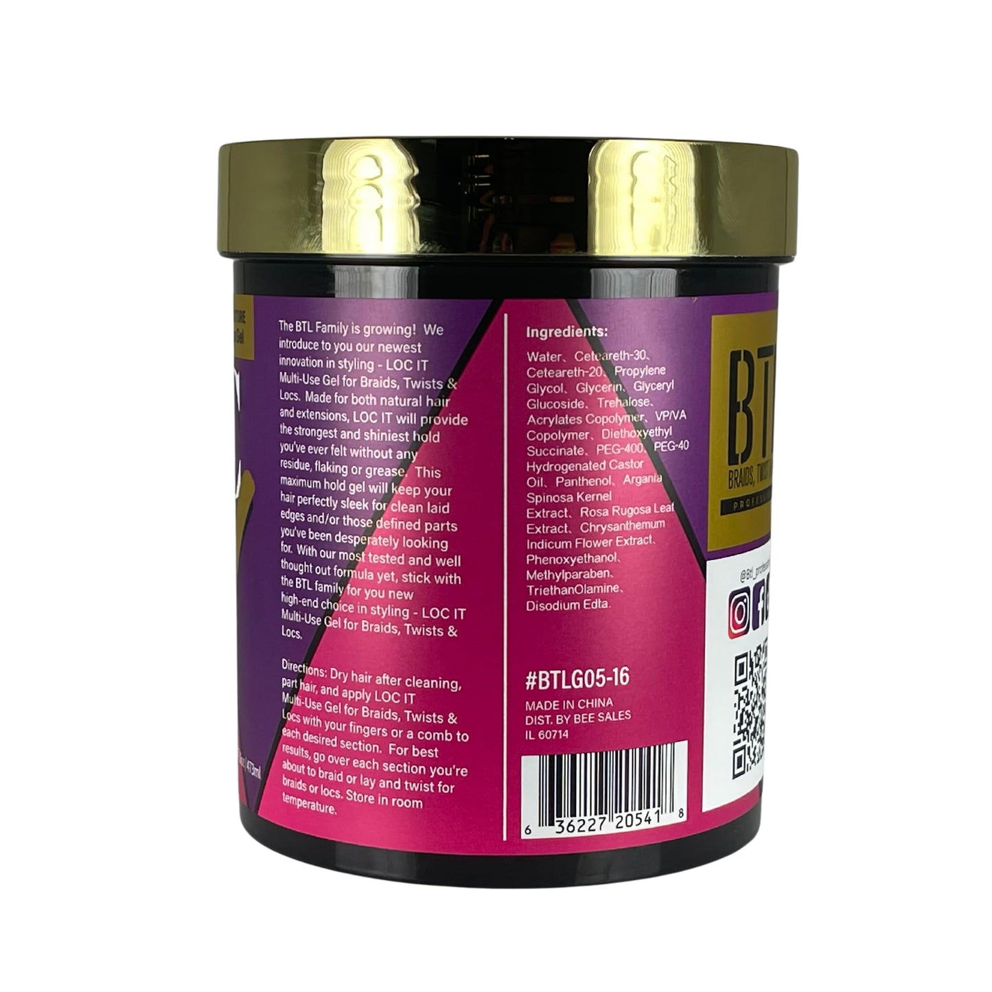 BTL LOC IT! Styling Gel, 16 Oz - Strong Hold, Shine-Boosting, Residue-Free - Ideal for Braids, Twists, Locs, Edges - Suitable for Natural Hair Beauty & Personal Care beauty giant