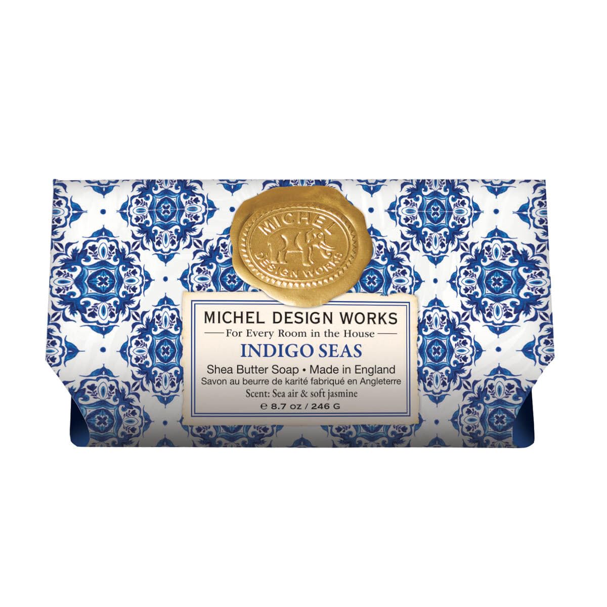 Michel Design Works Soap Bar, Indigo Seas Large, Beautiful Design, Triple-milled Beauty & Personal Care Michel Design Works