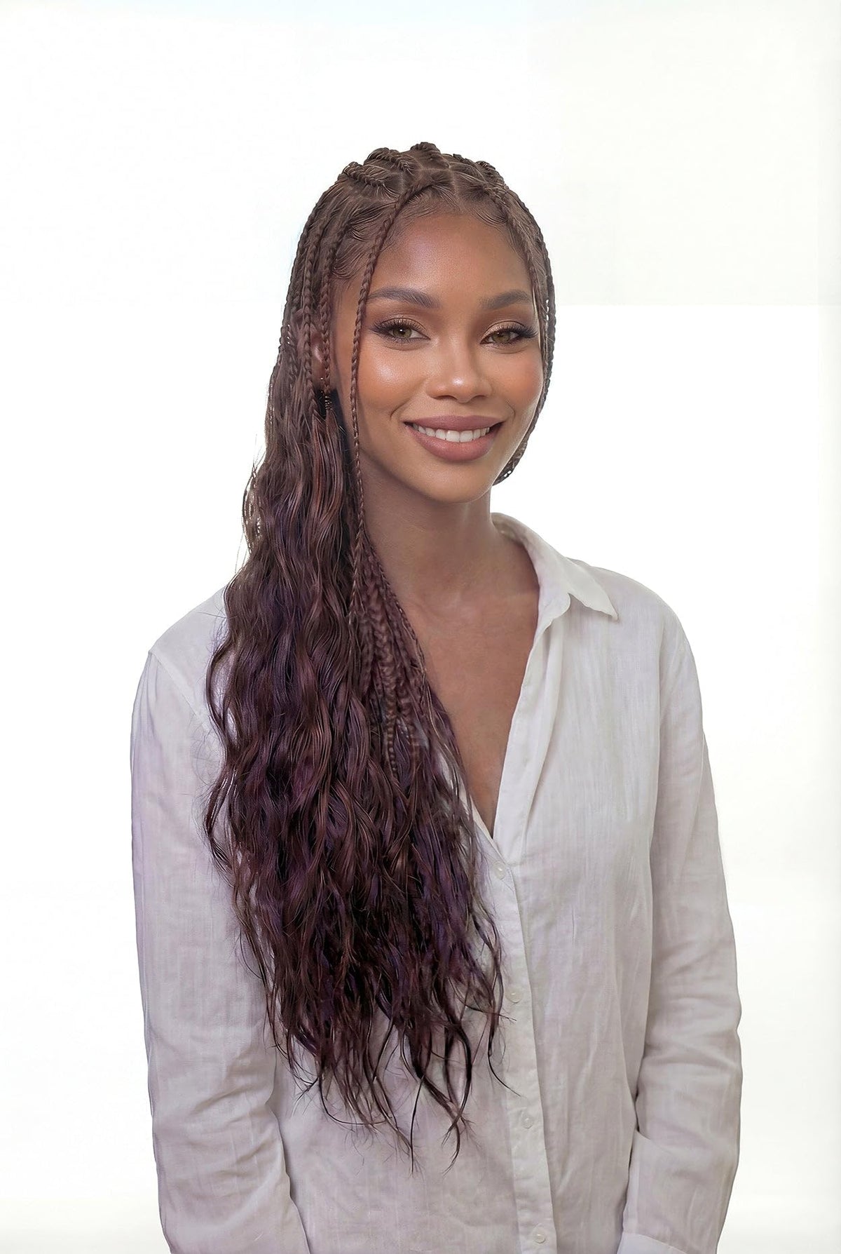 Janet Collection Human Hair Blend Encore Lavie Pre-Separated Feather Crochet Body Wave 18" - Knotless Crochet Braid Extension (Color 1)