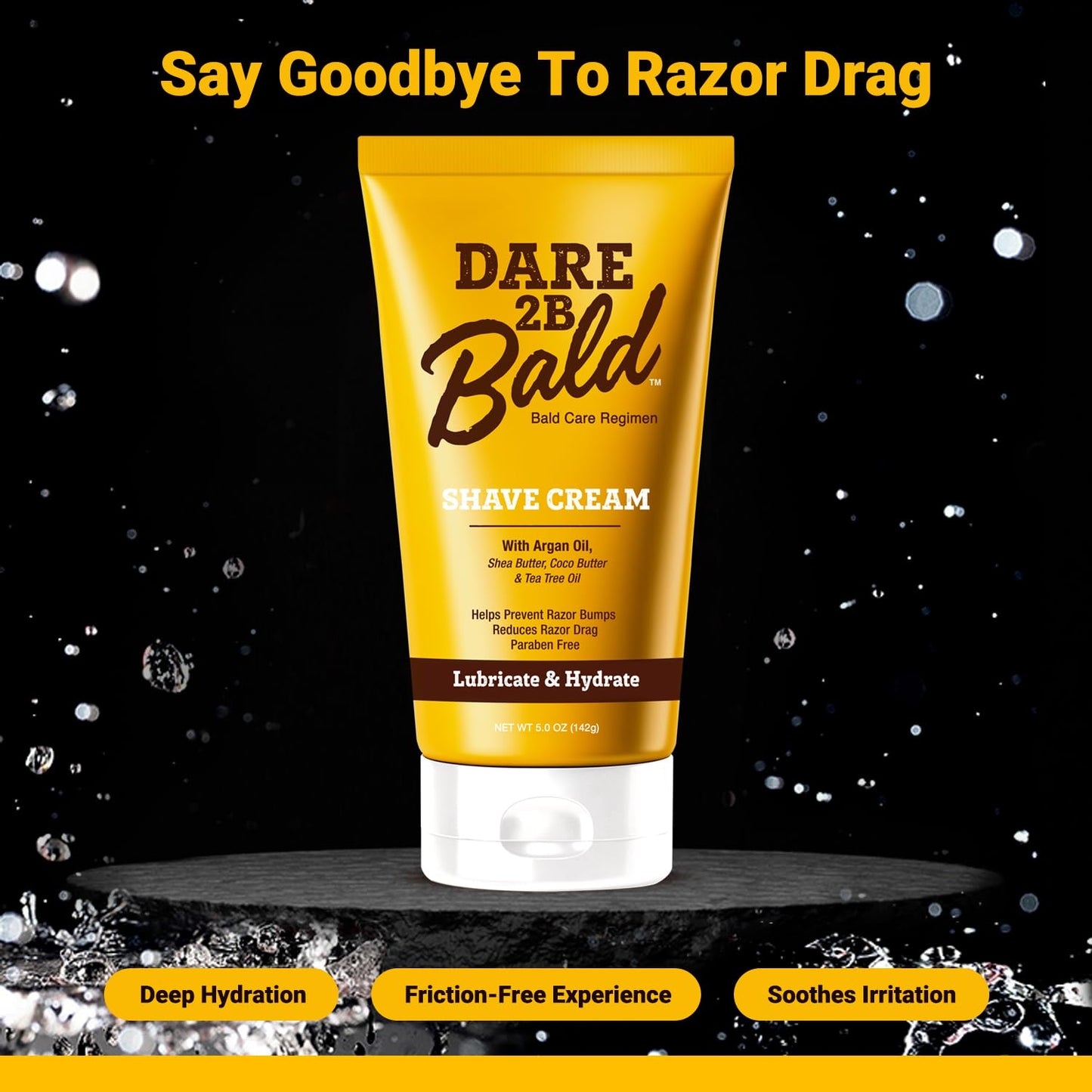 High Time Dare 2B Bald Shaving Cream Sensitive Skin with Argan Oil, Tea Tree Oil, Shea and Cocoa Butter - Bald Head Shave Lotion for Rich Hydration Beauty and Personal Care Dare 2B Bald