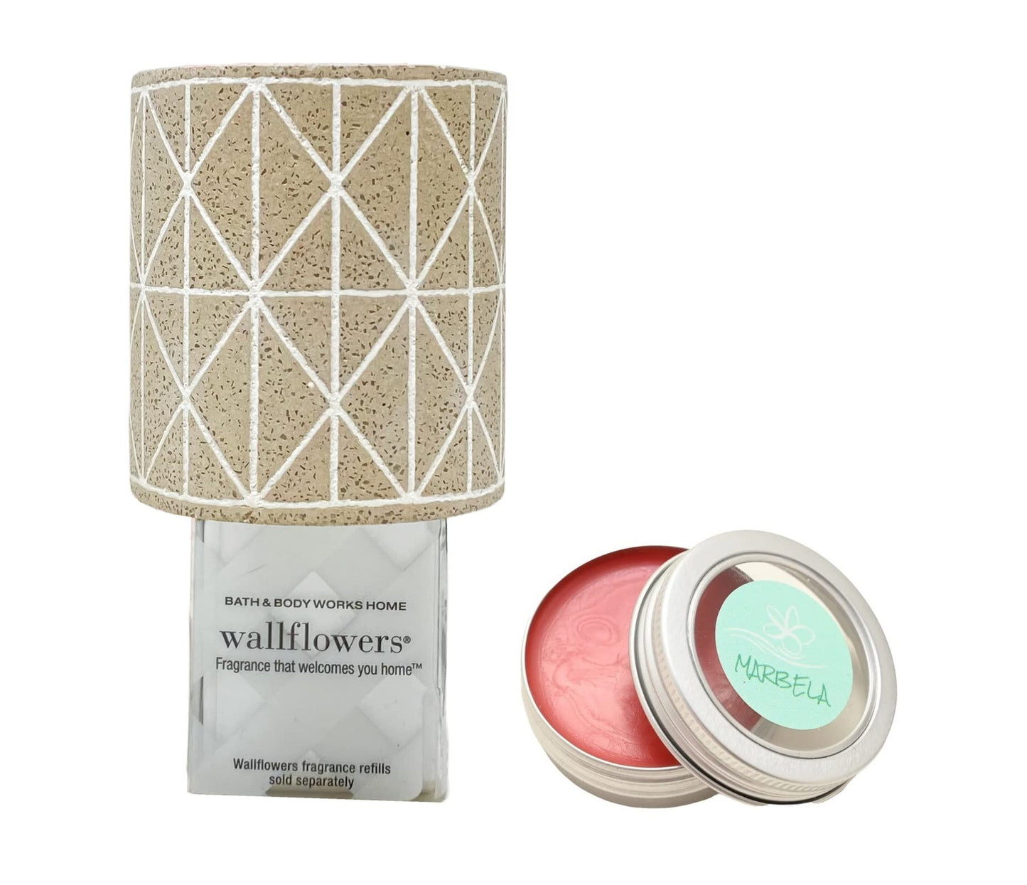 Bath & Body Works Geometric Stone Wallflowers Fragrance Plug and a Strawberry Lip Balm Beauty and Personal Care Bath & Body Works