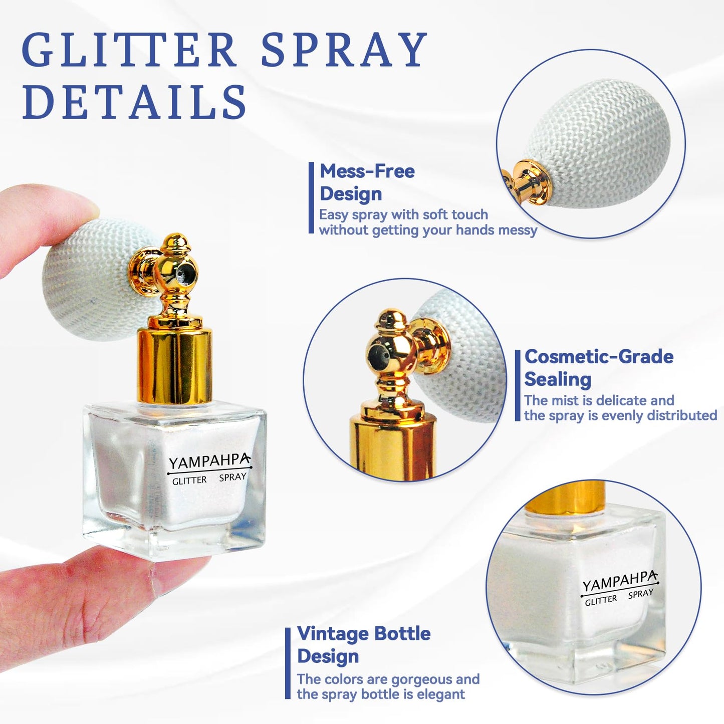 Body Glitter Spray, White Glitter Spray for Hair and Body, Include 1 Jar of Refills Beauty & Personal Care Yampahpa
