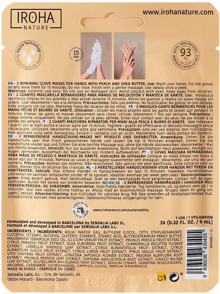 Iroha Handschuhmaske - Peach Glove Mask - Regenerating, Pack of 2 Pieces Beauty and Personal Care IROHA NATURE
