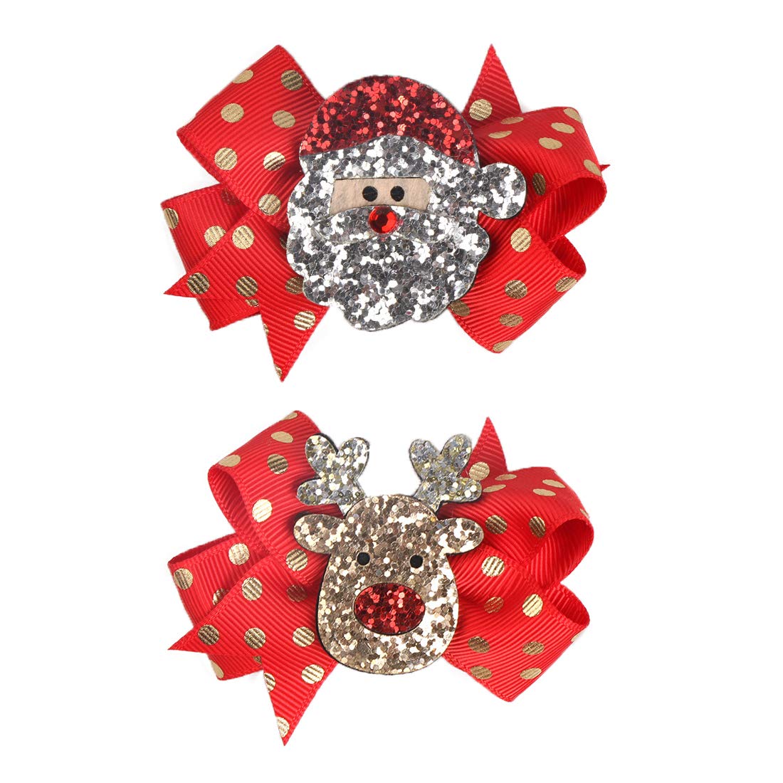 5 Pcs Christmas Sequins Alligator Clips Girls Hair Clips Bows Barrettes Hair Accessories,Include Santa,Christmas Tree and Cap, Elk Styles Beauty & Personal Care BPNHNA