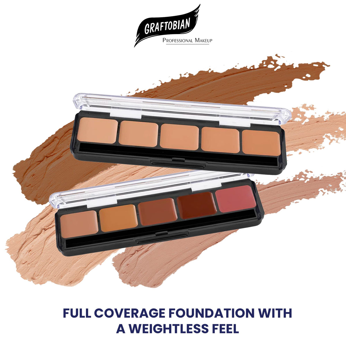 Graftobian HD Glamour Crème Foundation Palette (Warm #3) - High Definition 5 Color Makeup Palette, Cream Based Foundation Concealer and Contour
